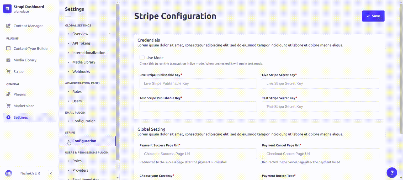 strapi-stripe-Configuration